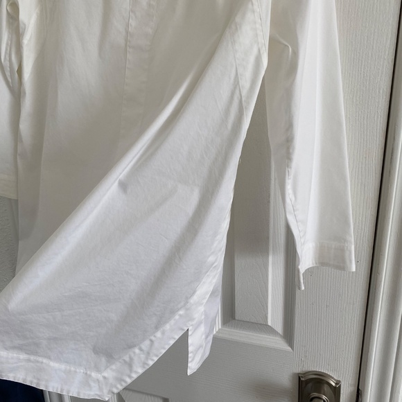 Lafayette 148 New York - White 3/4 Sleeve Button-Down Shirt Tunic Blouse - Picture 9 of 10